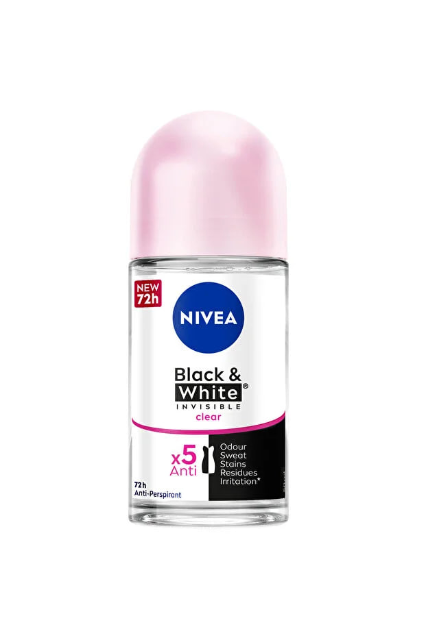 NIVEA Black & White Invisible Original, Antiperspirant for Women, Roll-on 50ml