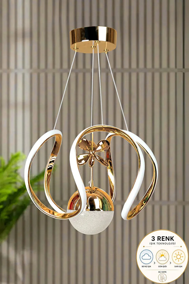 Ultra Home  Peru Model Gold Plated Metal Living Room Kitchen Sitting Room Bedroom Modern LED Pendant