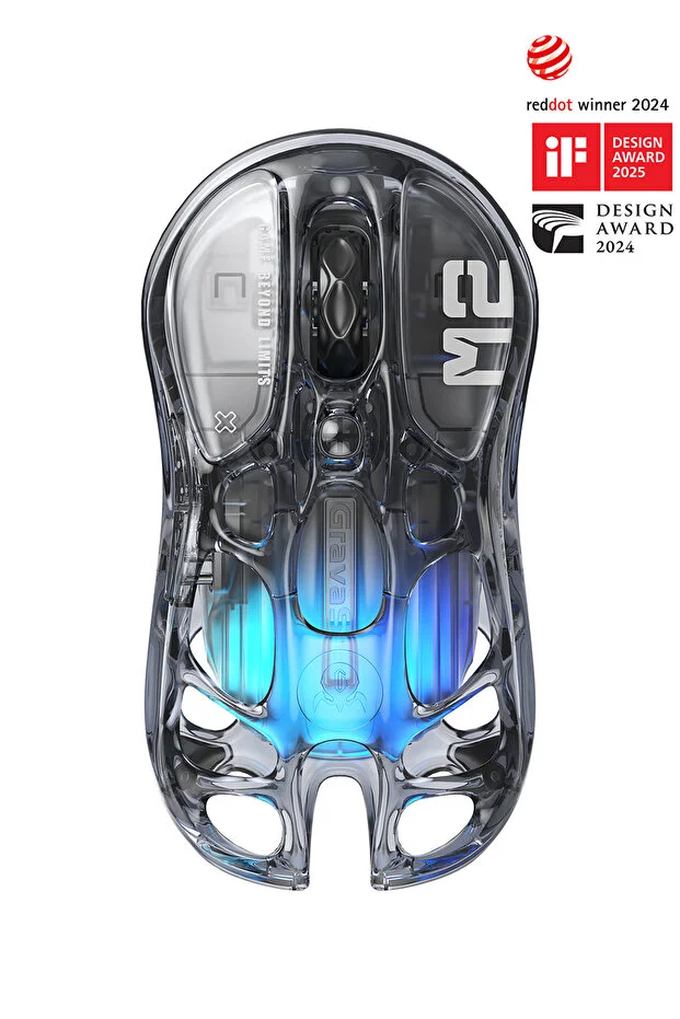 Gravastar Mercury M2 Rgb 26K Dpi Optical Gaming Mouse, Wireless, Programmable 5 Keys Transparent Black